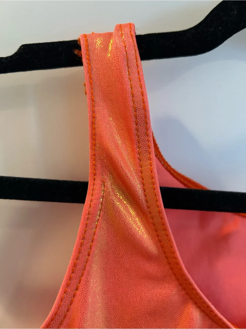 balera Orange Shimmer & Pink Trim Black Tank Leotard - Size LC